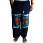 Japanese Style Lounge Pants - Teal & Orange - L - Luna Panther