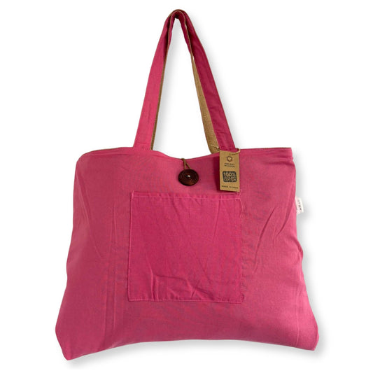 Polished Jute & Cotton Reversible Big Bag - Pink featuring natural patterning and unique variations - Luna Panther