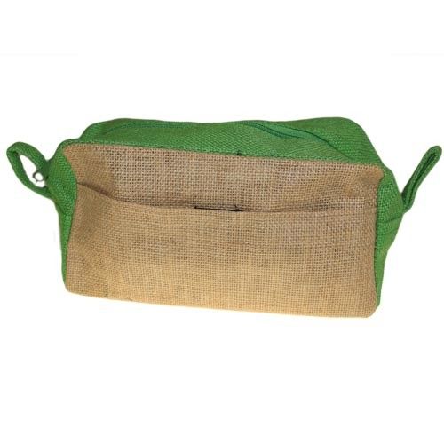 Polished Jute Toiletry Bag - Natural & Green featuring natural patterning and unique variations - Luna Panther