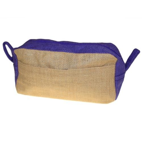 Polished Jute Toiletry Bag - Natural & Lavender featuring natural patterning and unique variations - Luna Panther