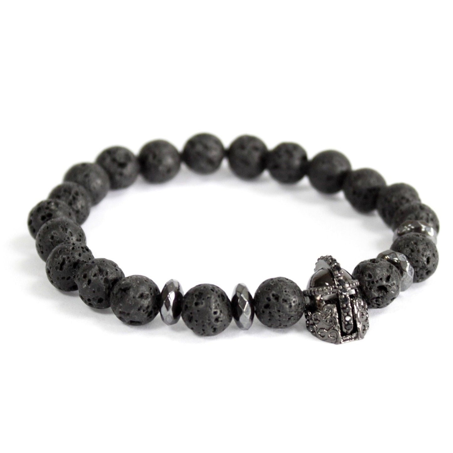 Polished Knight's Helmet / Lava Stone - Gemstone Bracelet featuring natural patterning and unique variations - Luna Panther