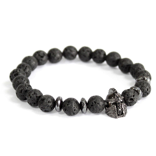 Polished Knight's Helmet / Lava Stone - Gemstone Bracelet featuring natural patterning and unique variations - Luna Panther