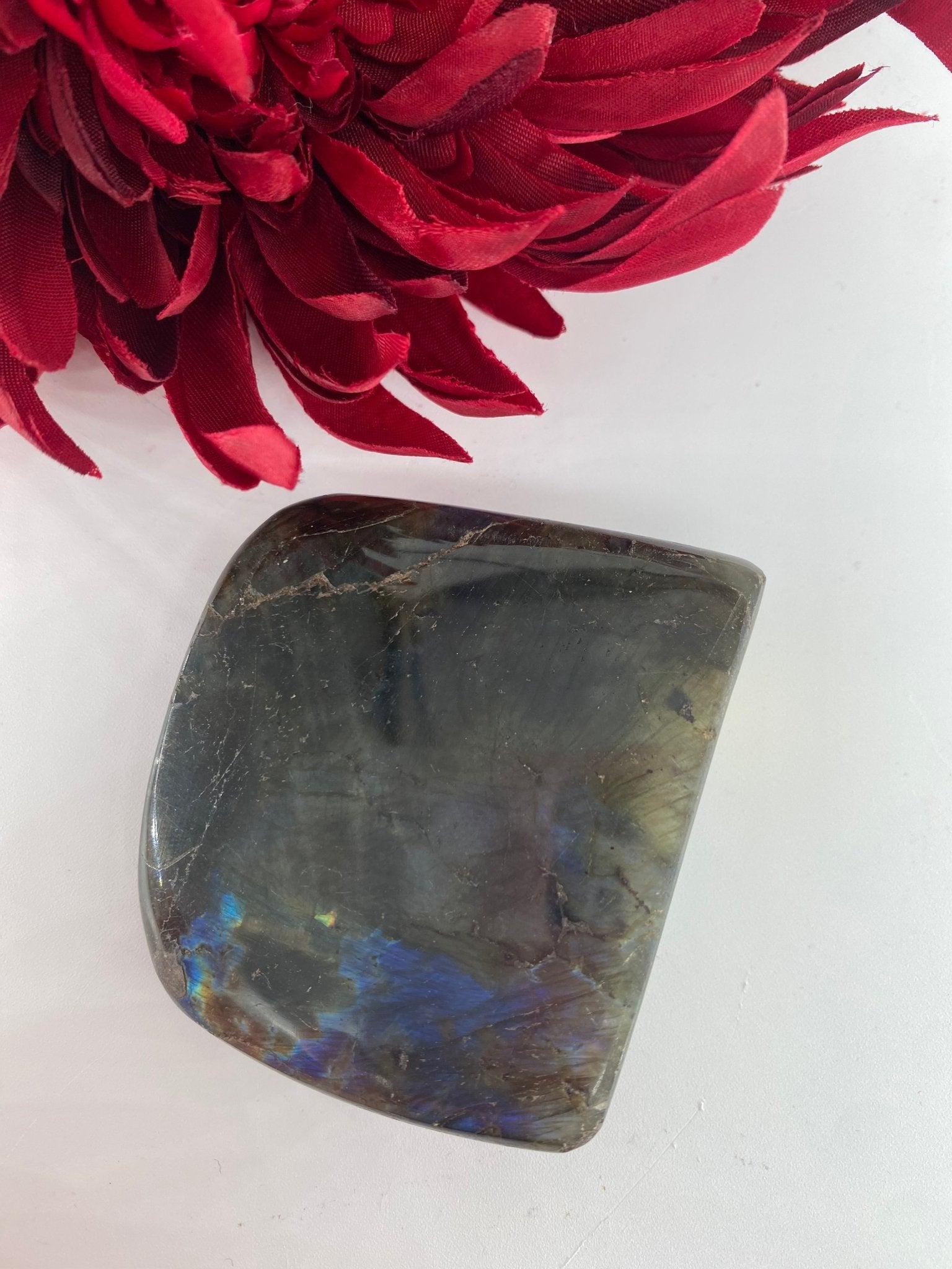 Polished Labradorite Free Form 141Grams featuring blue flash and iridescent shimmer - Luna Panther