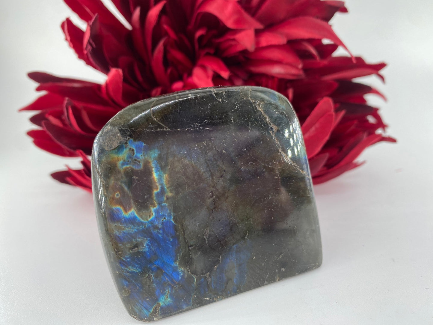 Polished Labradorite Free Form 141Grams featuring blue flash and iridescent shimmer - Luna Panther