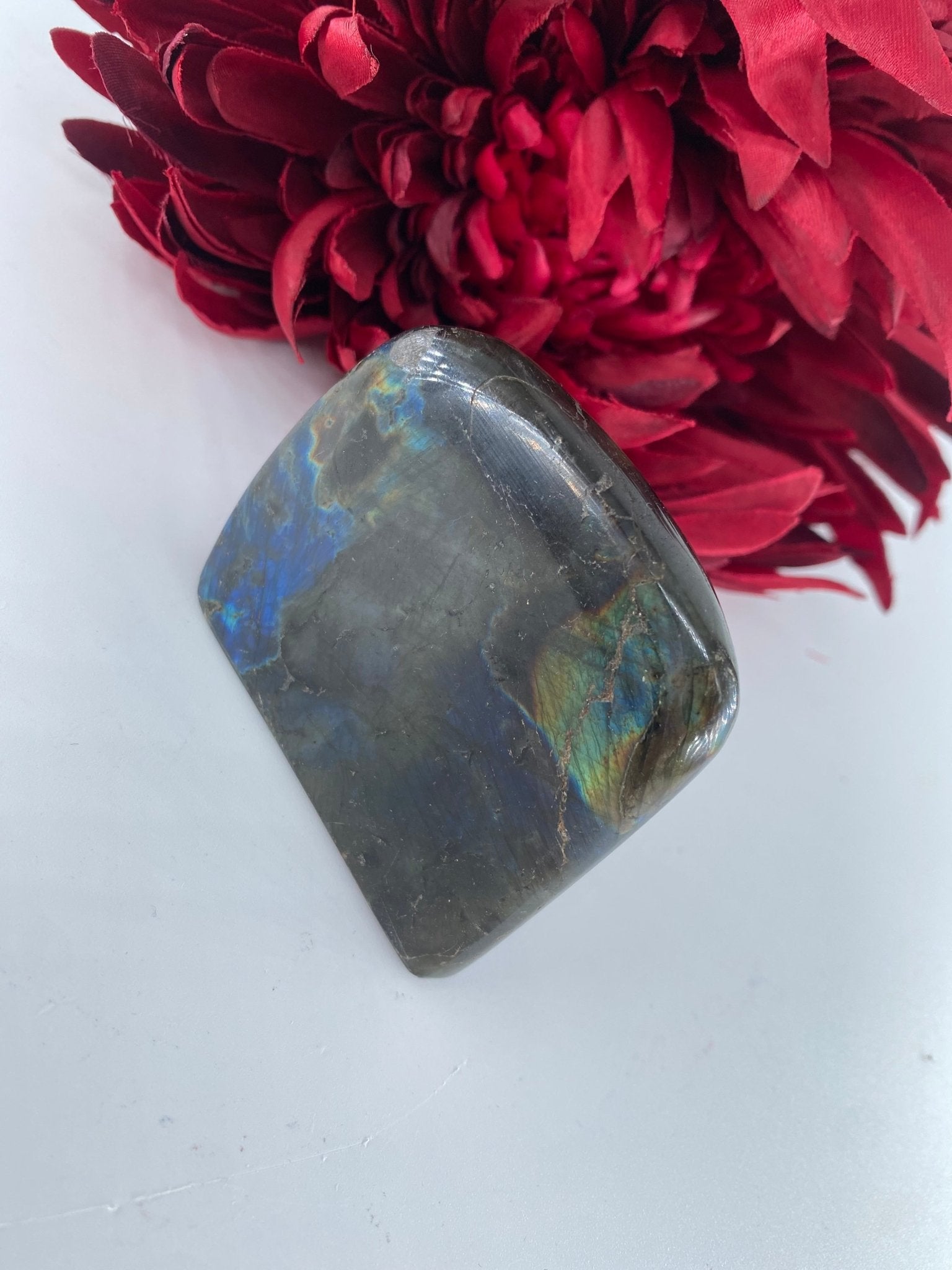 Polished Labradorite Free Form 141Grams featuring blue flash and iridescent shimmer - Luna Panther