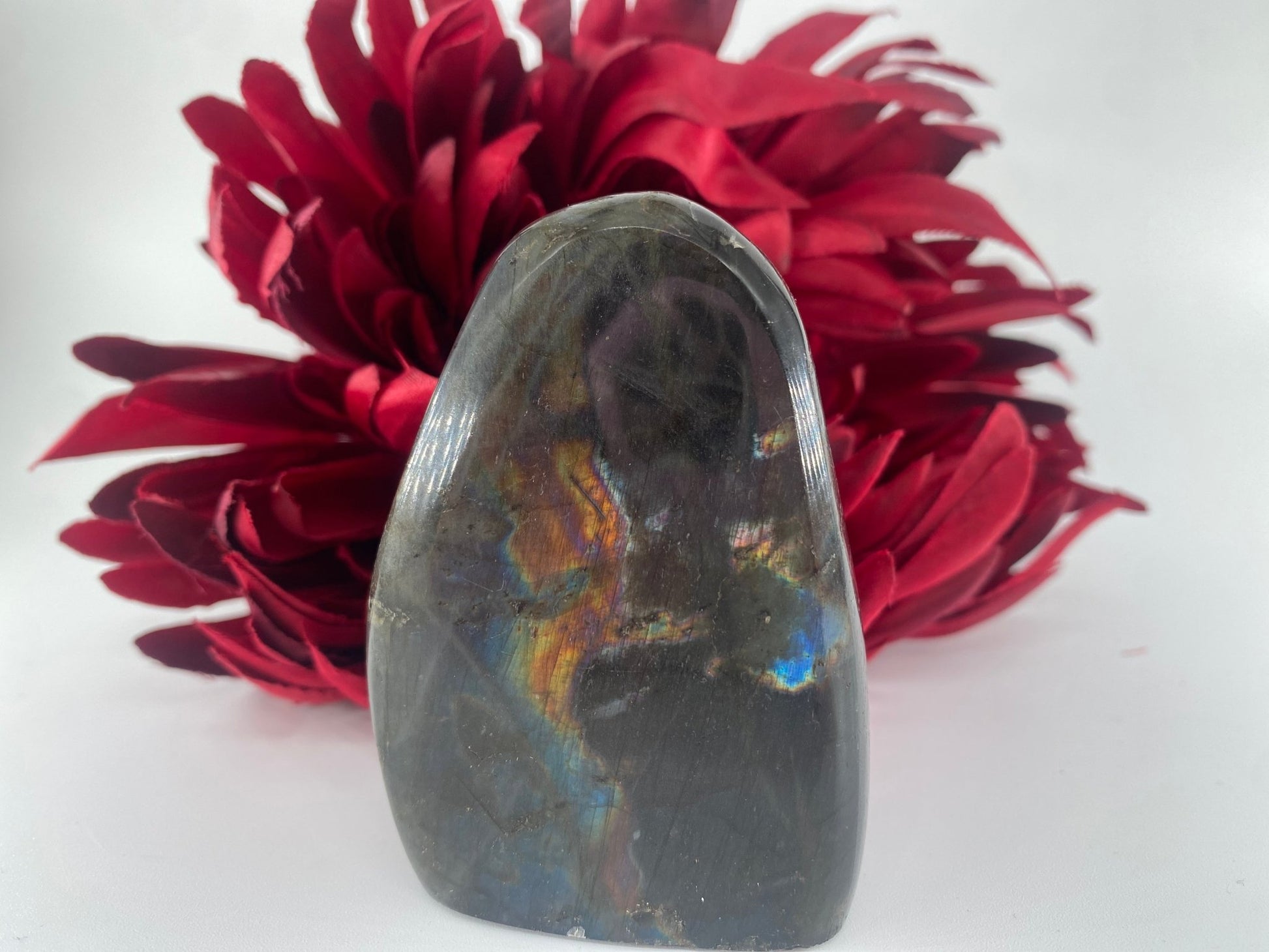 Polished Labradorite Free Form 232grams featuring blue flash and iridescent shimmer - Luna Panther
