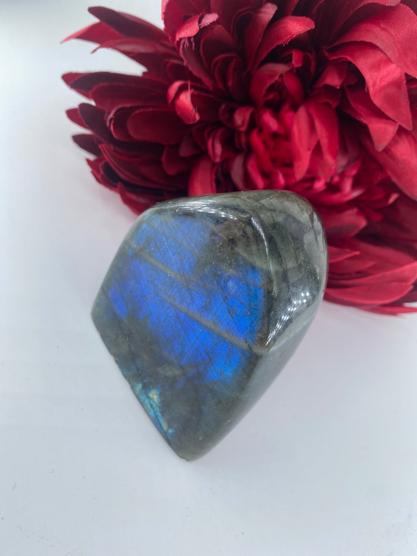 Polished Labradorite Free Form 248grams featuring blue flash and iridescent shimmer - Luna Panther