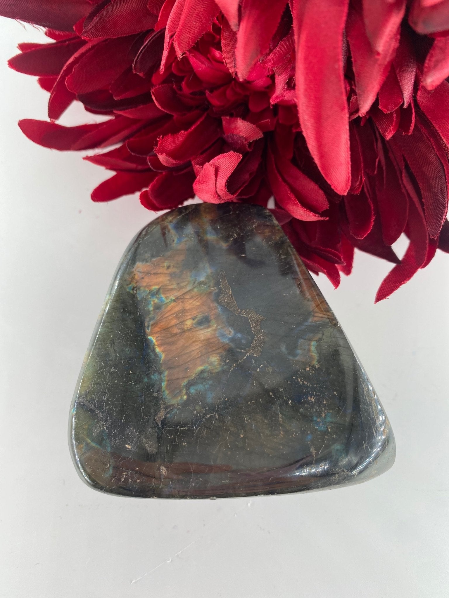Polished Labradorite Free Form 309Grams featuring blue flash and iridescent shimmer - Luna Panther