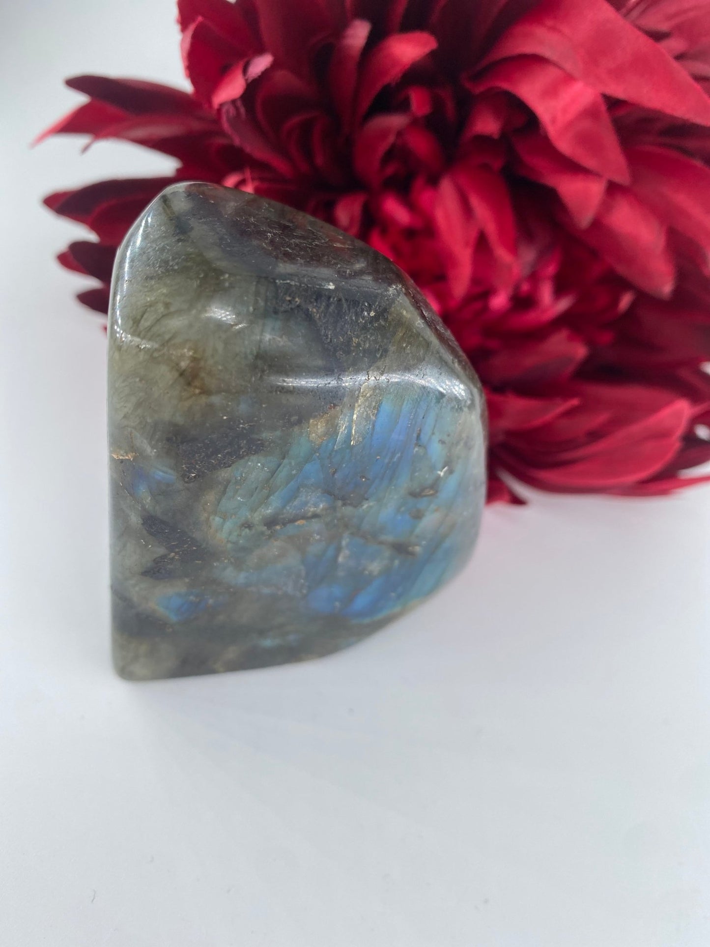 Polished Labradorite Free Form 311Grams featuring blue flash and iridescent shimmer - Luna Panther