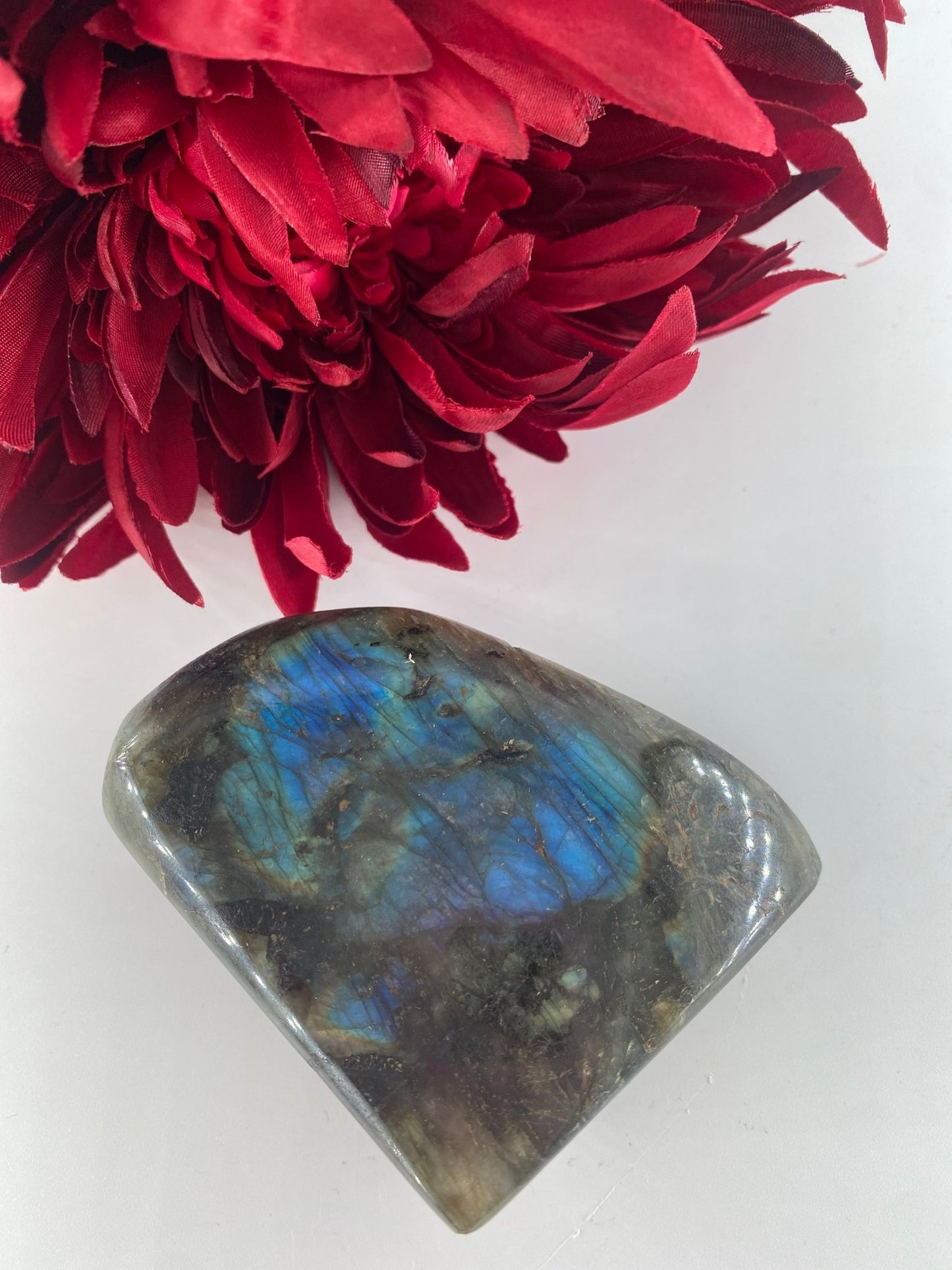 Polished Labradorite Free Form 311Grams featuring blue flash and iridescent shimmer - Luna Panther