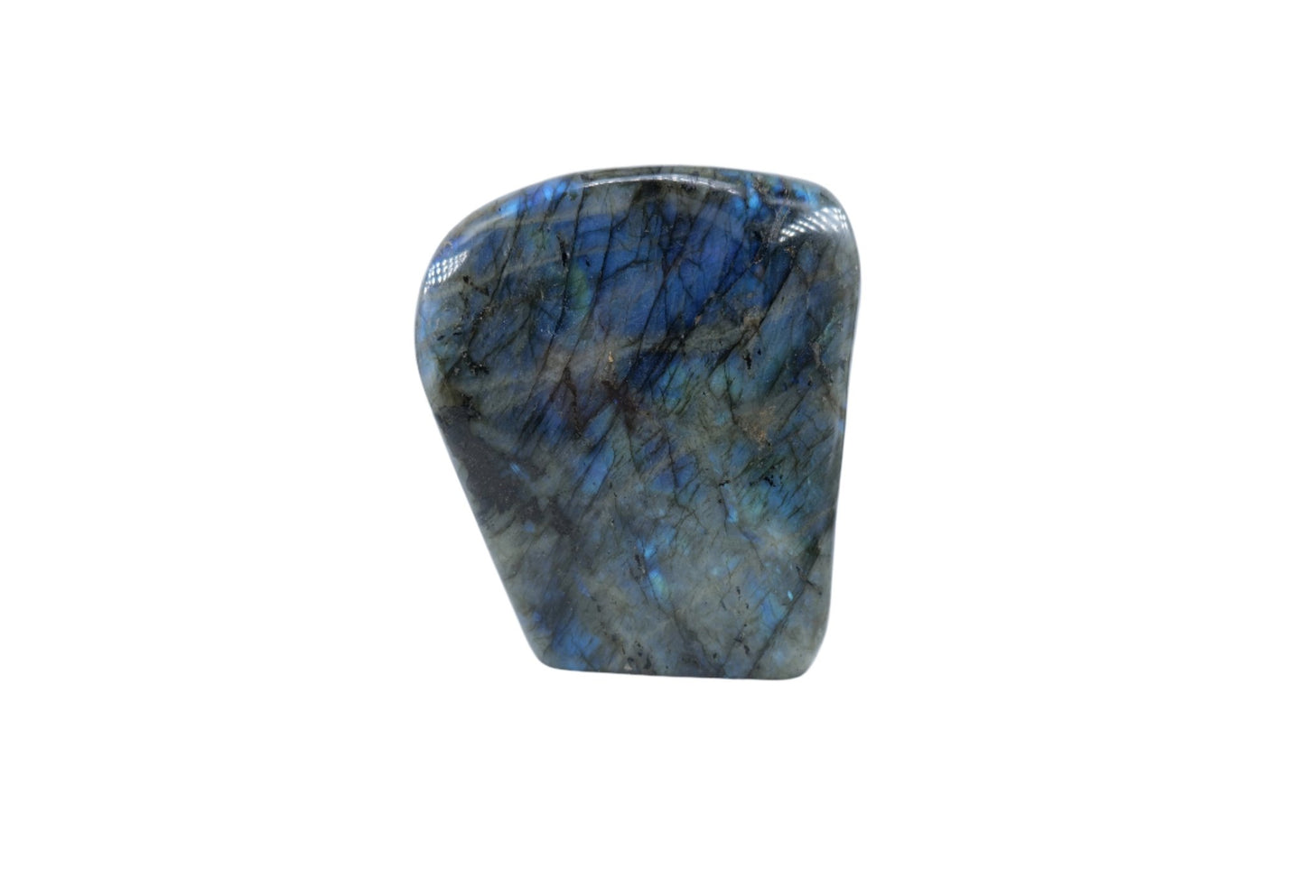 Polished Labradorite Freeform 1417G featuring blue flash and iridescent shimmer - Luna Panther