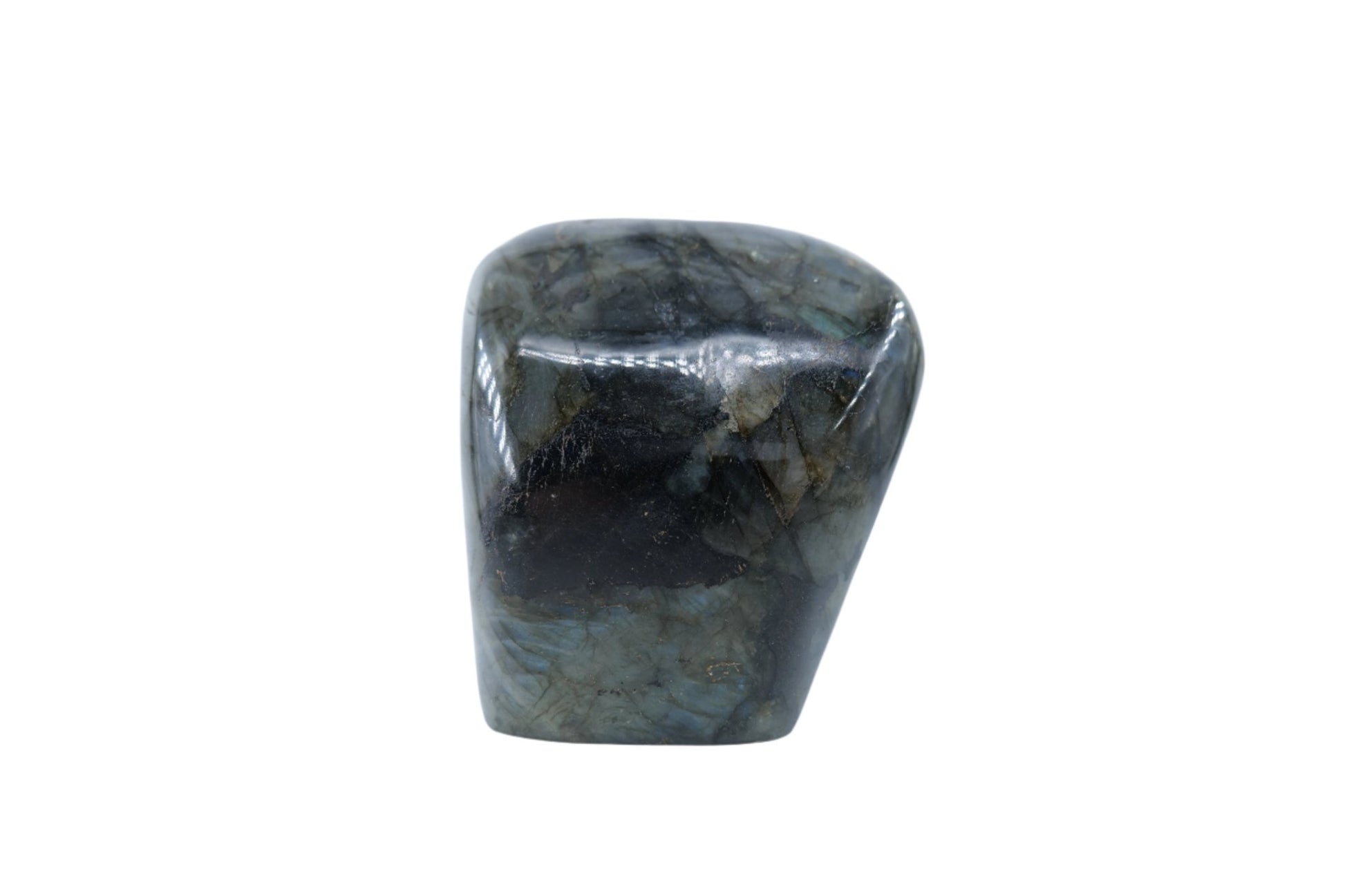 Polished Labradorite Freeform 1417G featuring blue flash and iridescent shimmer - Luna Panther