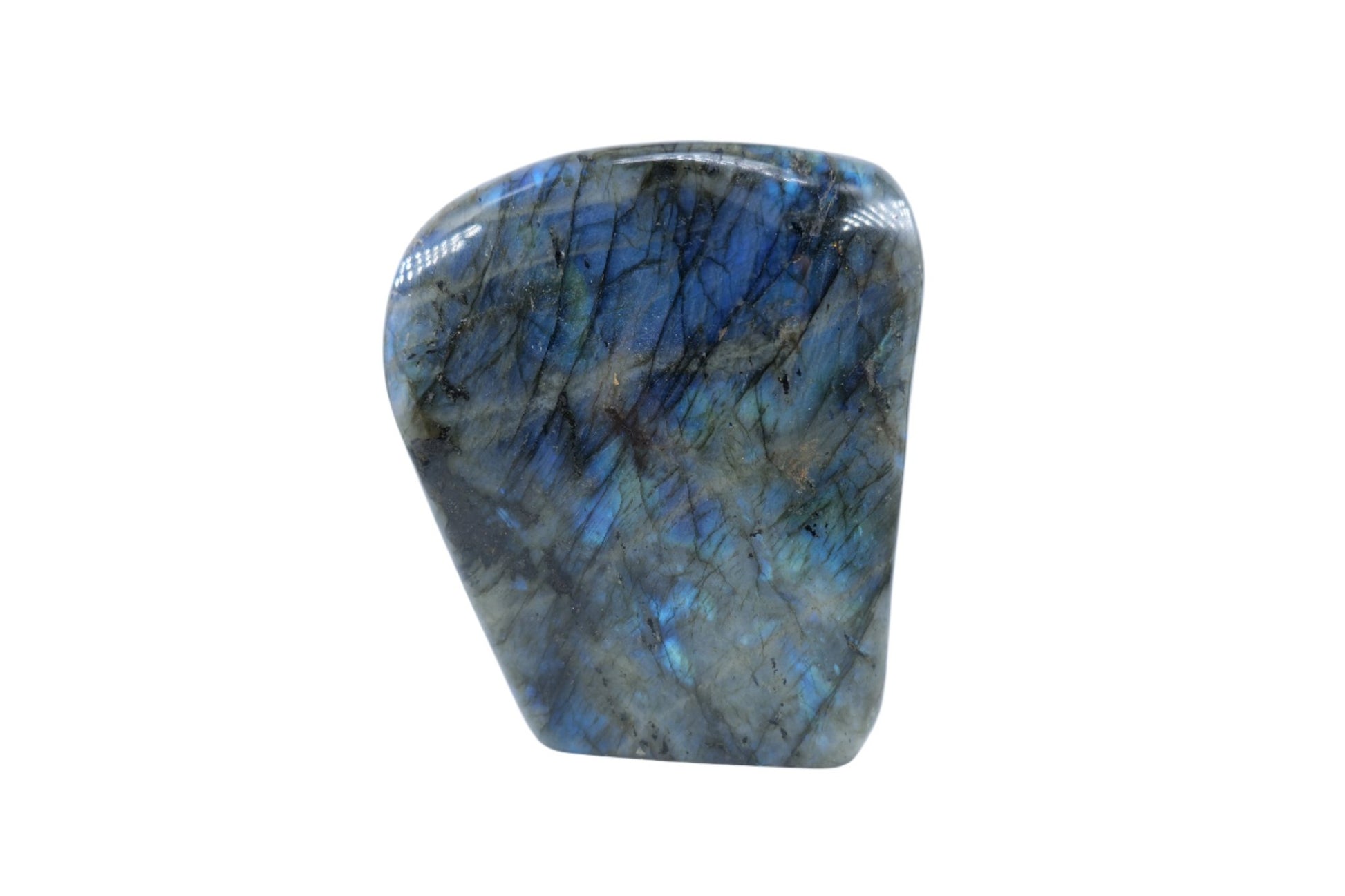 Polished Labradorite Freeform 1417G featuring blue flash and iridescent shimmer - Luna Panther