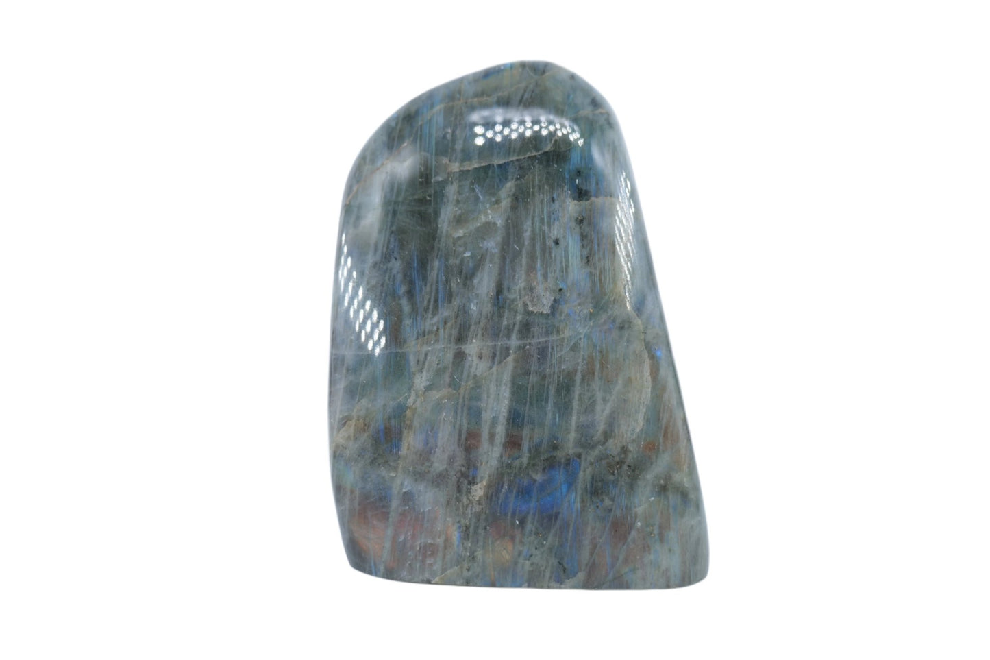 Polished Labradorite Freeform 1480G featuring blue flash and iridescent shimmer - Luna Panther