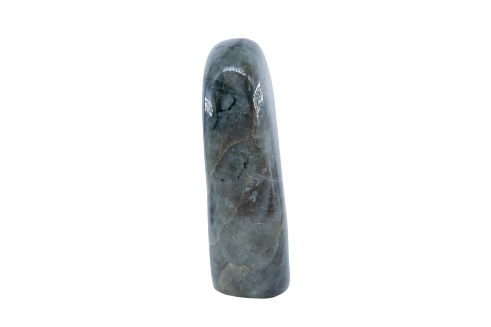 Polished Labradorite Freeform 1480G featuring blue flash and iridescent shimmer - Luna Panther