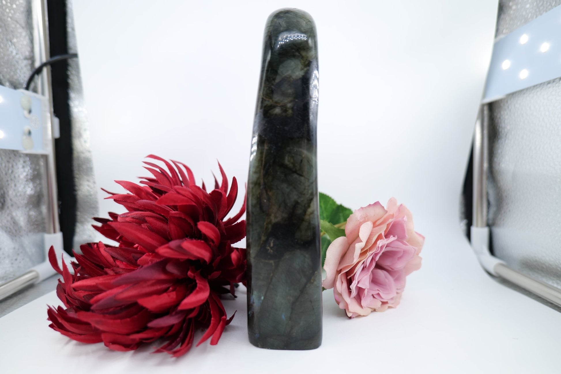 Polished Labradorite Freeform 1695G featuring blue flash and iridescent shimmer - Luna Panther