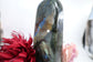 Polished Labradorite Freeform 1695G featuring blue flash and iridescent shimmer - Luna Panther