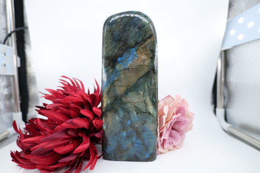 Polished Labradorite Freeform - 1695g featuring blue flash and iridescent shimmer - Luna Panther