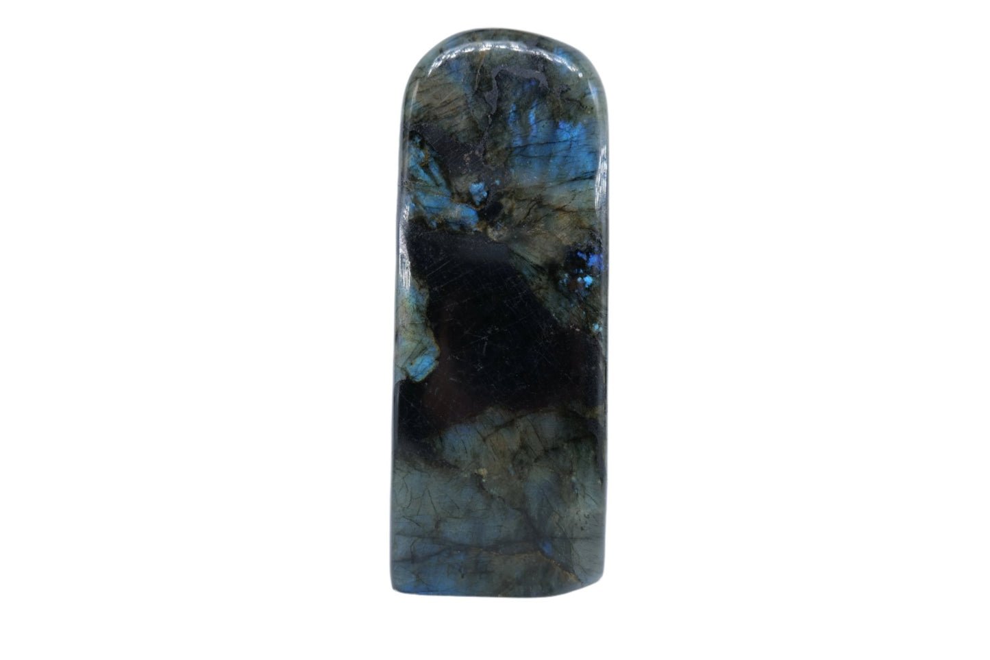 Polished Labradorite Freeform 1695G featuring blue flash and iridescent shimmer - Luna Panther