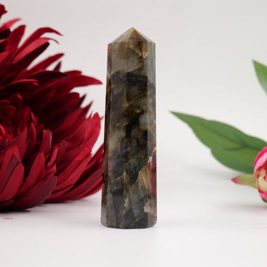 Polished Labradorite Tower 65g featuring blue flash and iridescent shimmer - Luna Panther