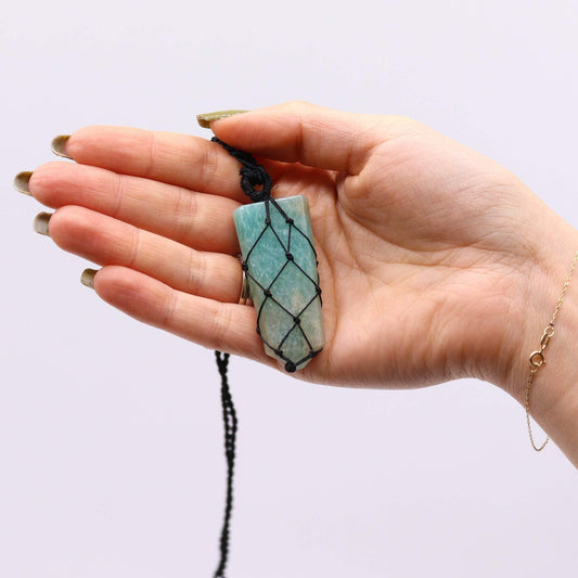 Laced Gemstone Flat Point Pendant - Amazonite - Luna Panther alternate view
