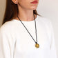 Laced Gemstone Hexagon Pendant - Yellow Quartz - Luna Panther