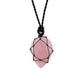 Laced Gemstone Teardrop Pendant - Rose Quartz - Luna Panther