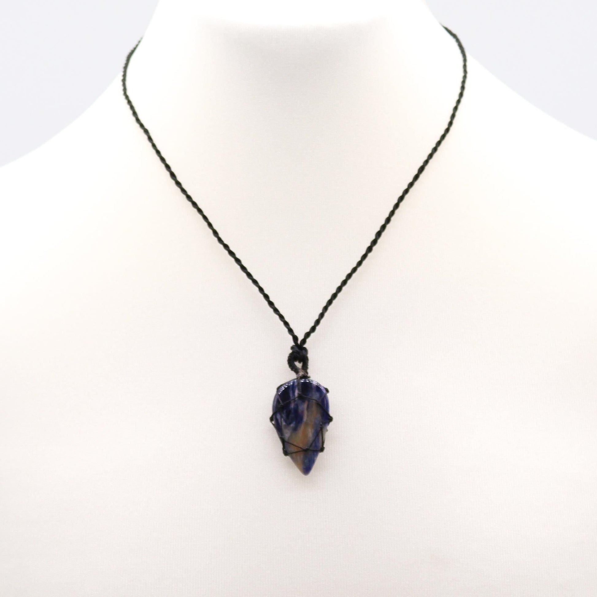 Laced Gemstone Teardrop Pendant - Sodalite - Luna Panther