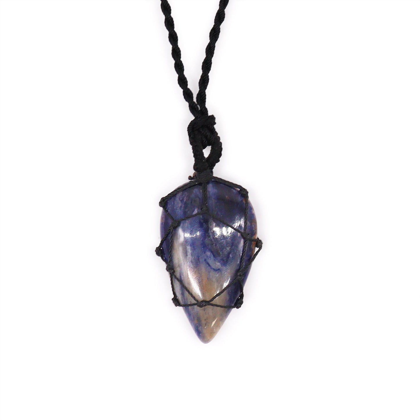 Laced Gemstone Teardrop Pendant - Sodalite - Luna Panther