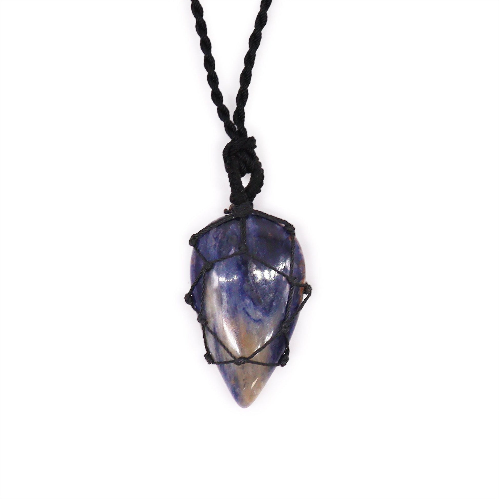 Laced Gemstone Teardrop Pendant - Sodalite - Luna Panther