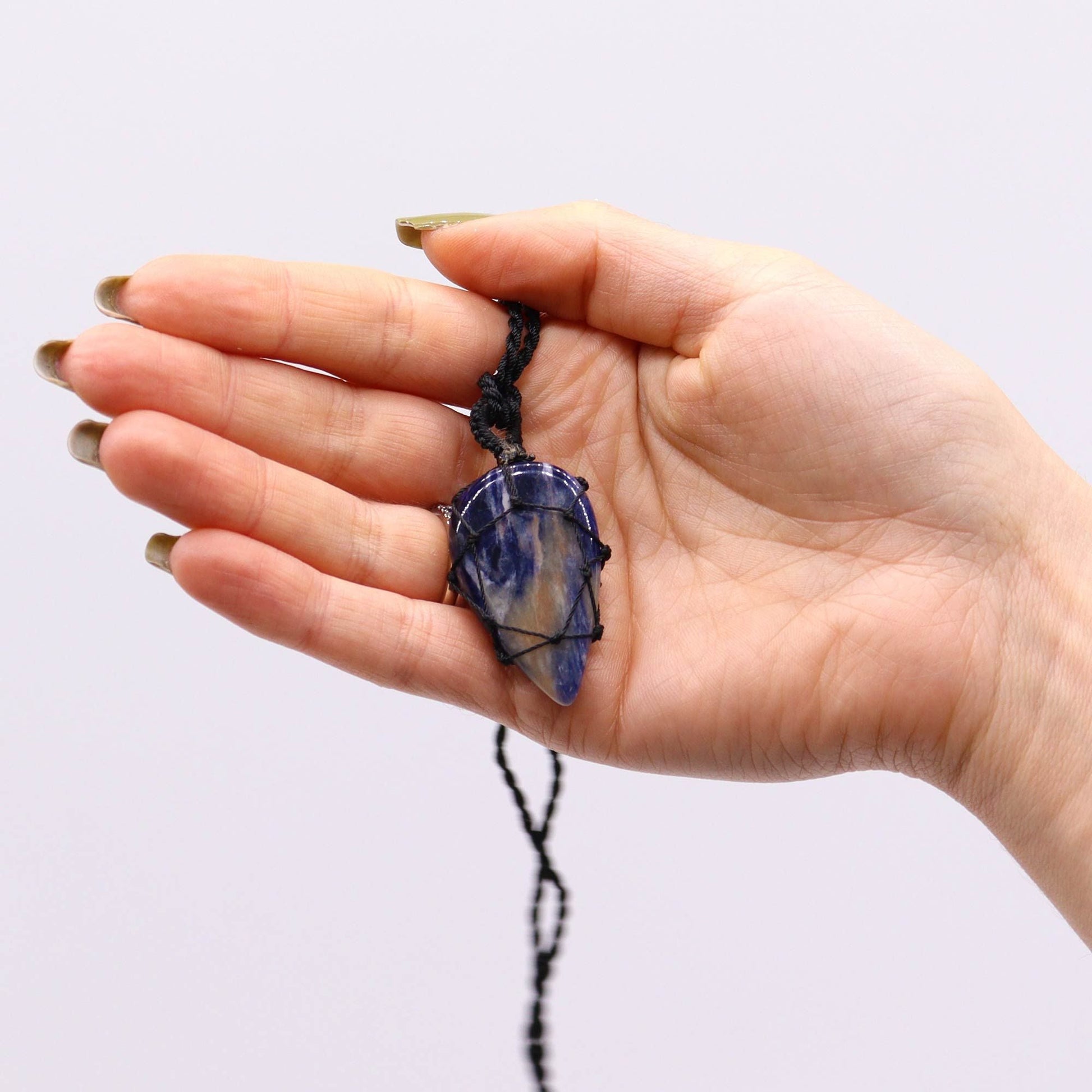 Laced Gemstone Teardrop Pendant - Sodalite - Luna Panther