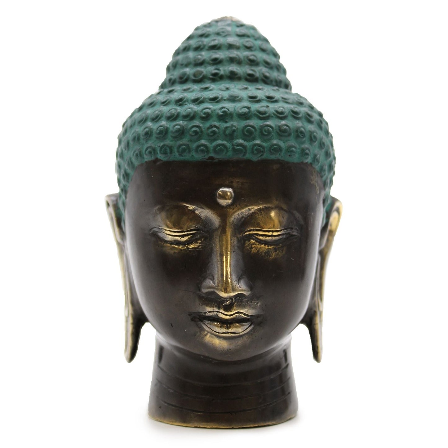 Large Antique Brass Buddha Head - Luna Panther