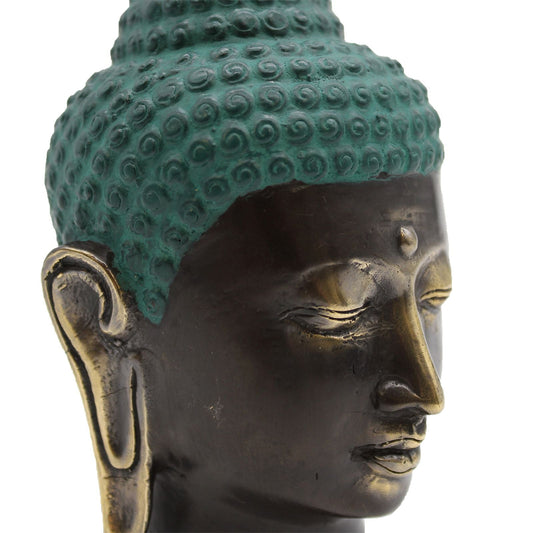 Large Antique Brass Buddha Head - Luna Panther alternate view