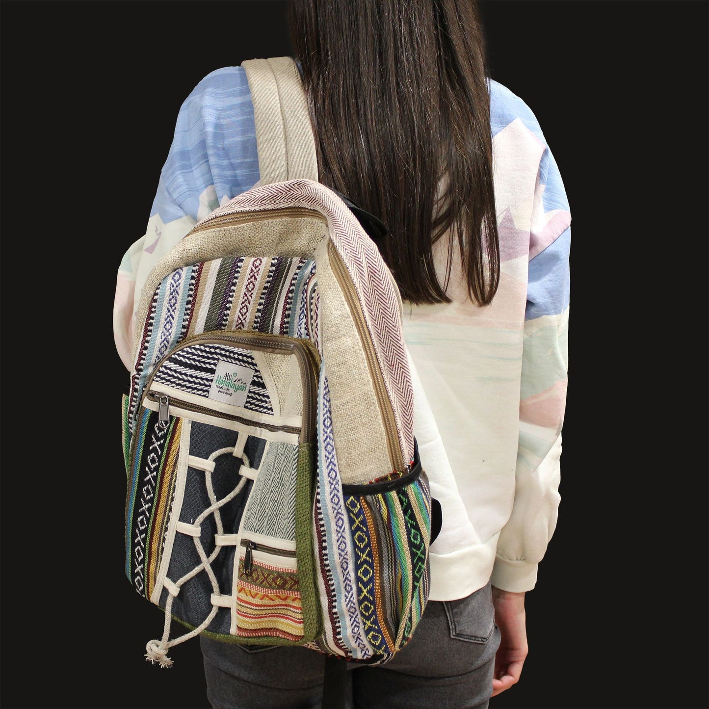 Large Backpack - Rope & Pockets Style - Luna Panther
