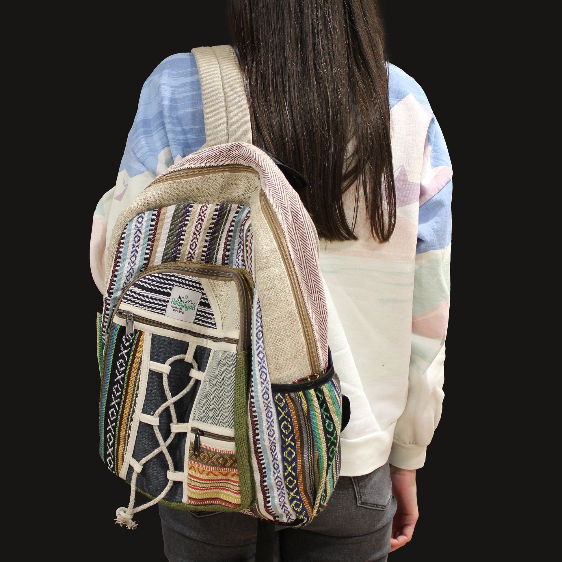 Large Backpack - Rope & Pockets Style - Luna Panther