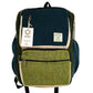 Large Boxy Hemp Backpack - Teal & Sage - Luna Panther