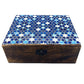 Large Ceramic Glazed Wood Box - 20x15x7.5cm - Blue Stars - Luna Panther