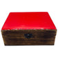 Large Ceramic Glazed Wood Box - 20x15x7.5cm - Red - Luna Panther