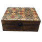 Large Ceramic Glazed Wood Box - 20x15x7.5cm - Traditional Pattern - Luna Panther