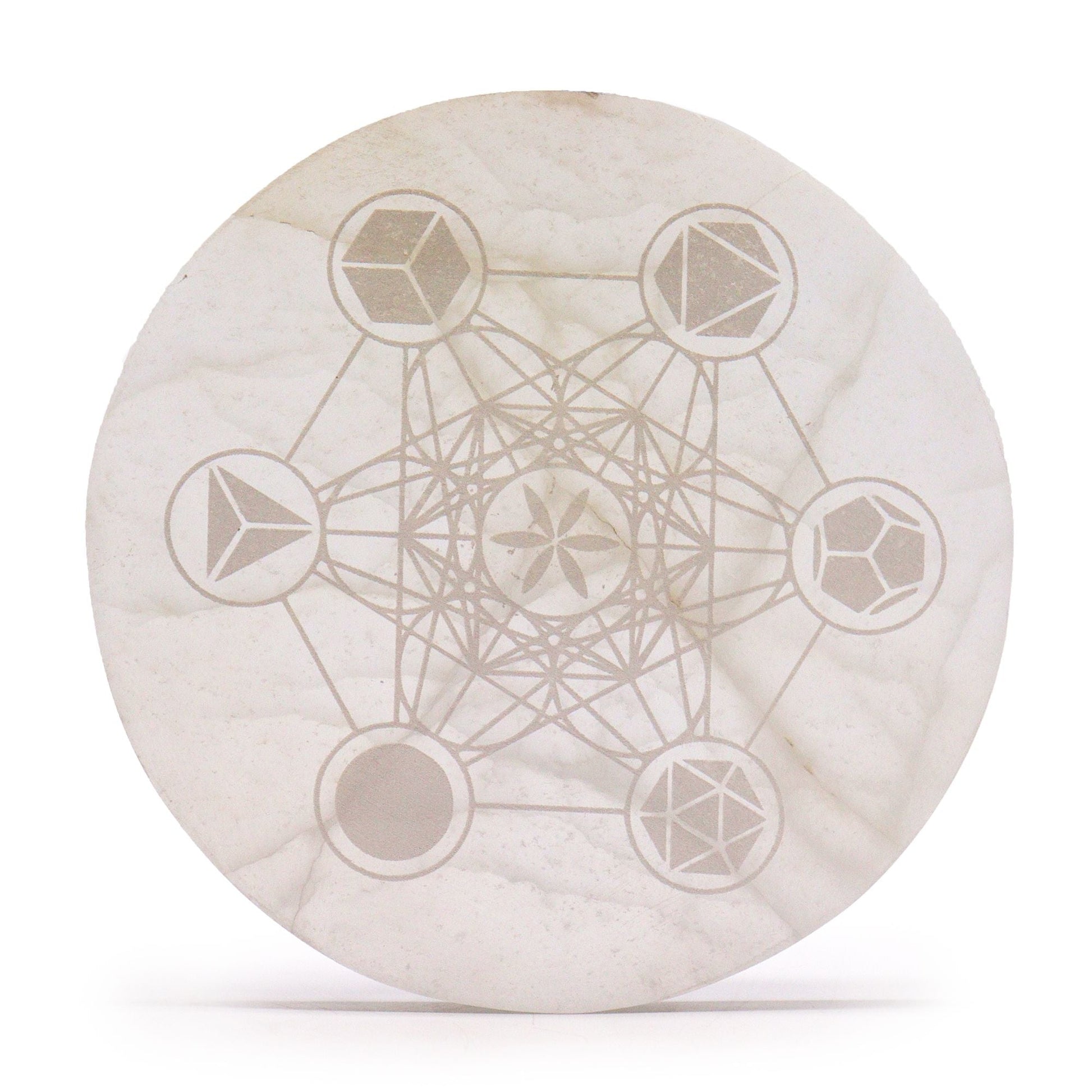 Polished Large Charging Plate 18cm - Sacred Geometry featuring natural patterning and unique variations - Luna Panther