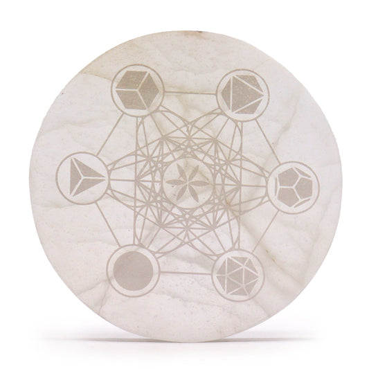 Polished Large Charging Plate 18cm - Sacred Geometry featuring natural patterning and unique variations - Luna Panther