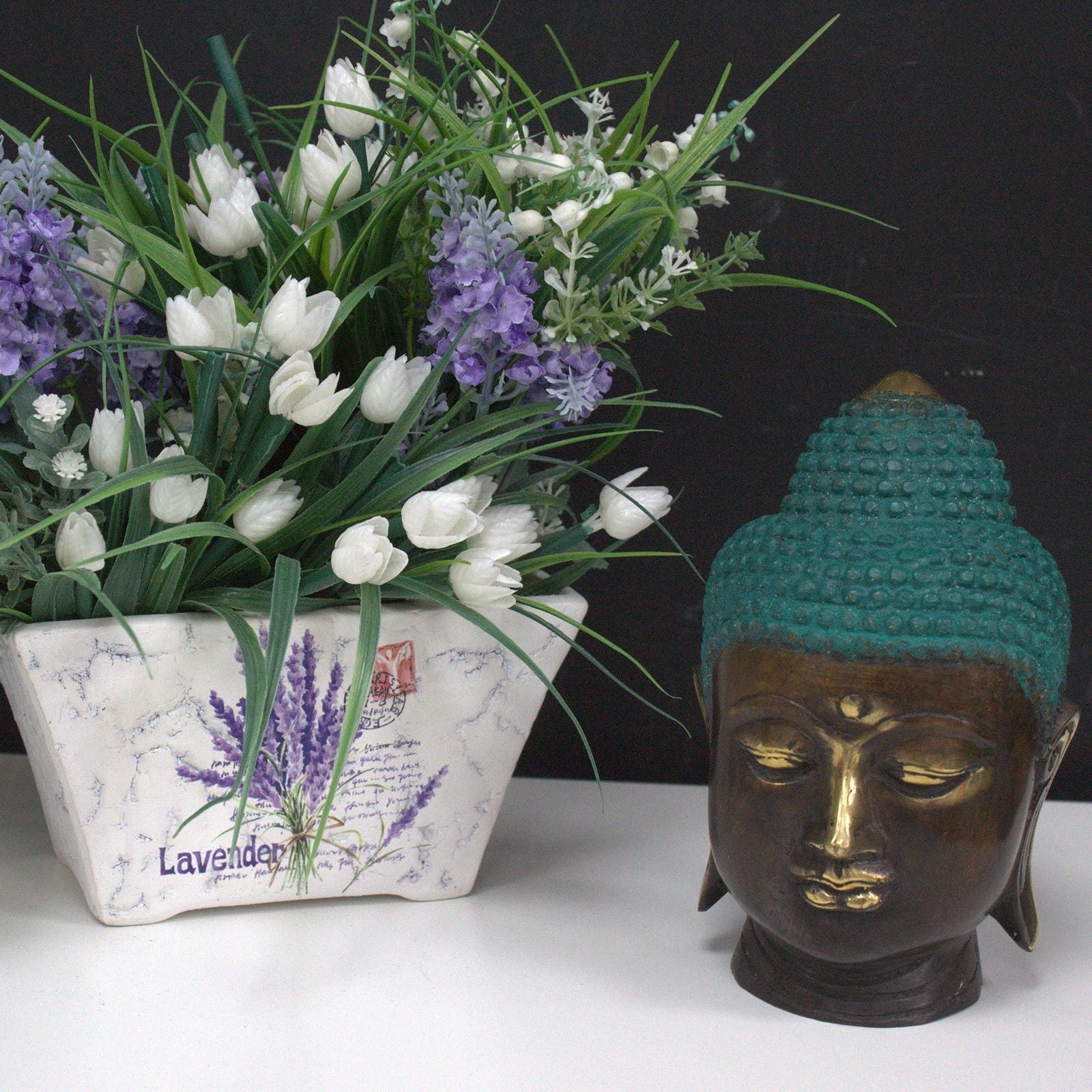Large Classic Brass Buddha Head - Luna Panther