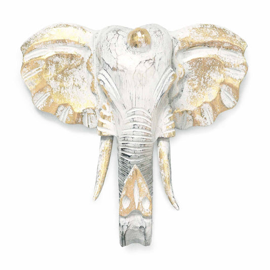 Large Elephant Head – Gold & Whitewash - Luna Panther