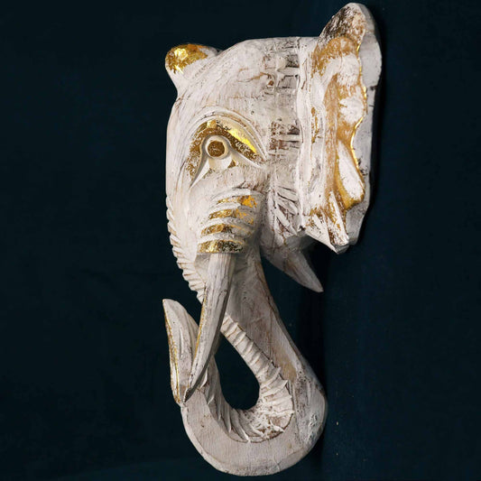 Large Elephant Head – Gold & Whitewash - Luna Panther alternate view
