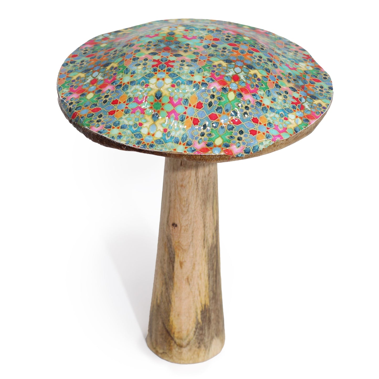 Large Enamelled Mushroom - 20cm - Mediterranean Tile Pattern - Luna Panther