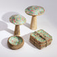 Large Enamelled Mushroom - 20cm - Mediterranean Tile Pattern - Luna Panther