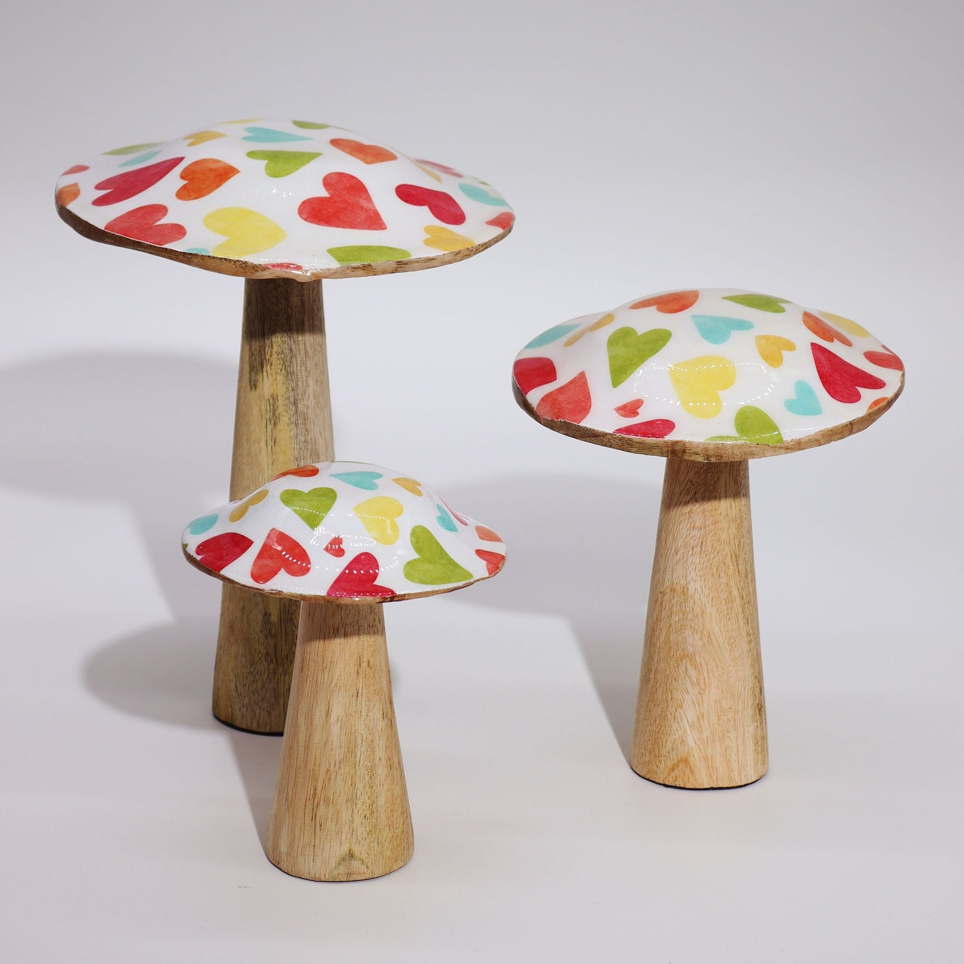 Large Enamelled Mushroom - 20cm - Pastel Hearts - Luna Panther