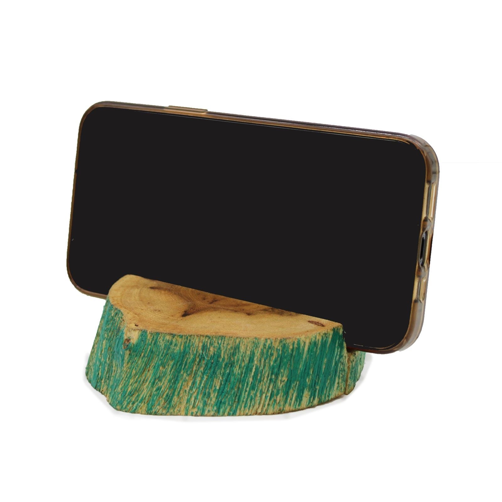 Large Gamal Wood Phone Holder - Greenwash - Luna Panther