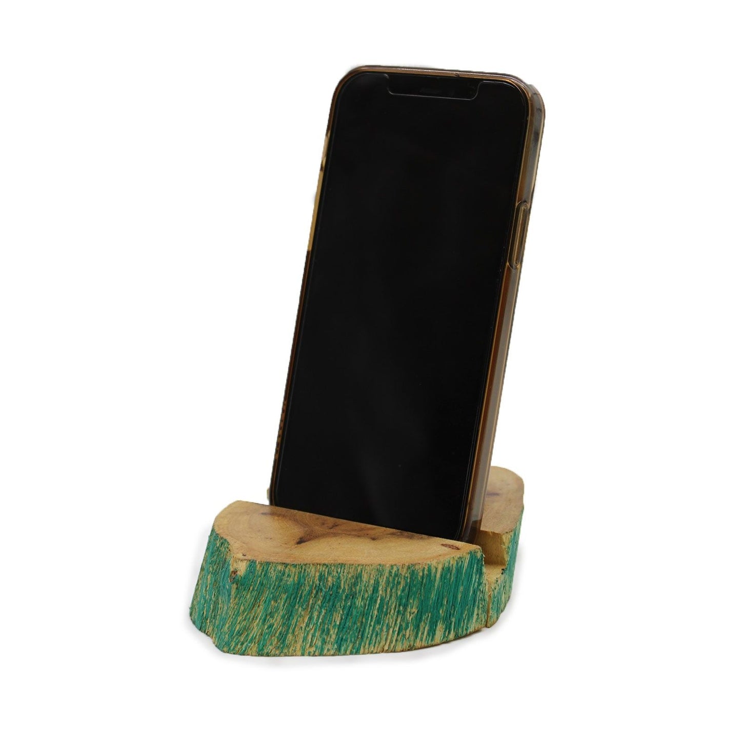 Large Gamal Wood Phone Holder - Greenwash - Luna Panther