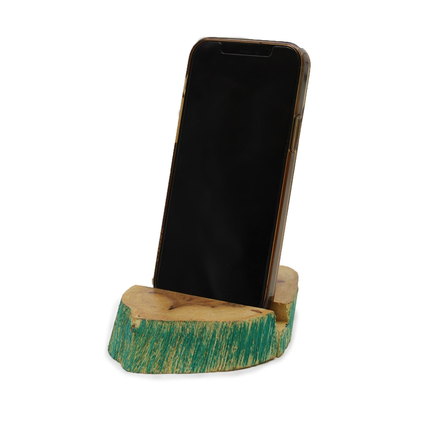 Large Gamal Wood Phone Holder - Greenwash - Luna Panther
